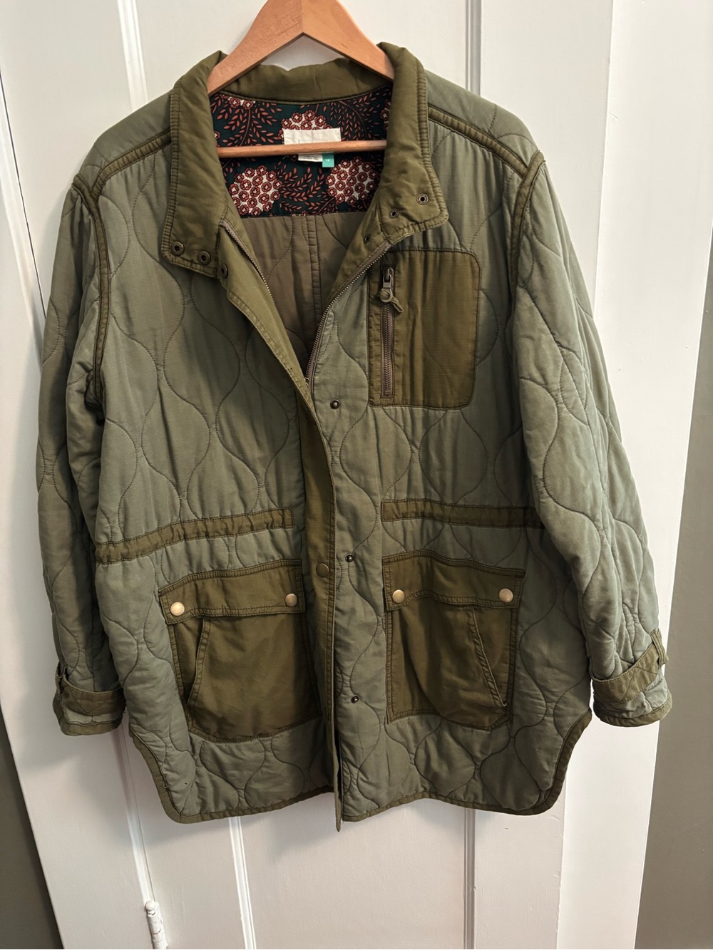 Anthropologie Olive Quilted Field Jacket
